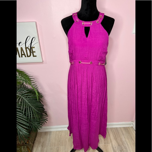 Thalia Sodi Maxi Dress Fuchsia chain detail - Picture 1 of 12